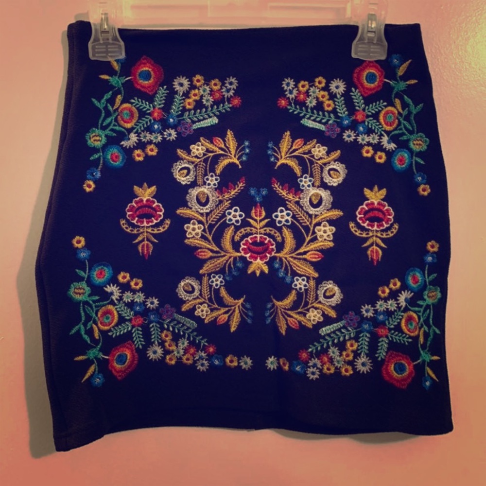 Black embroidered skirt